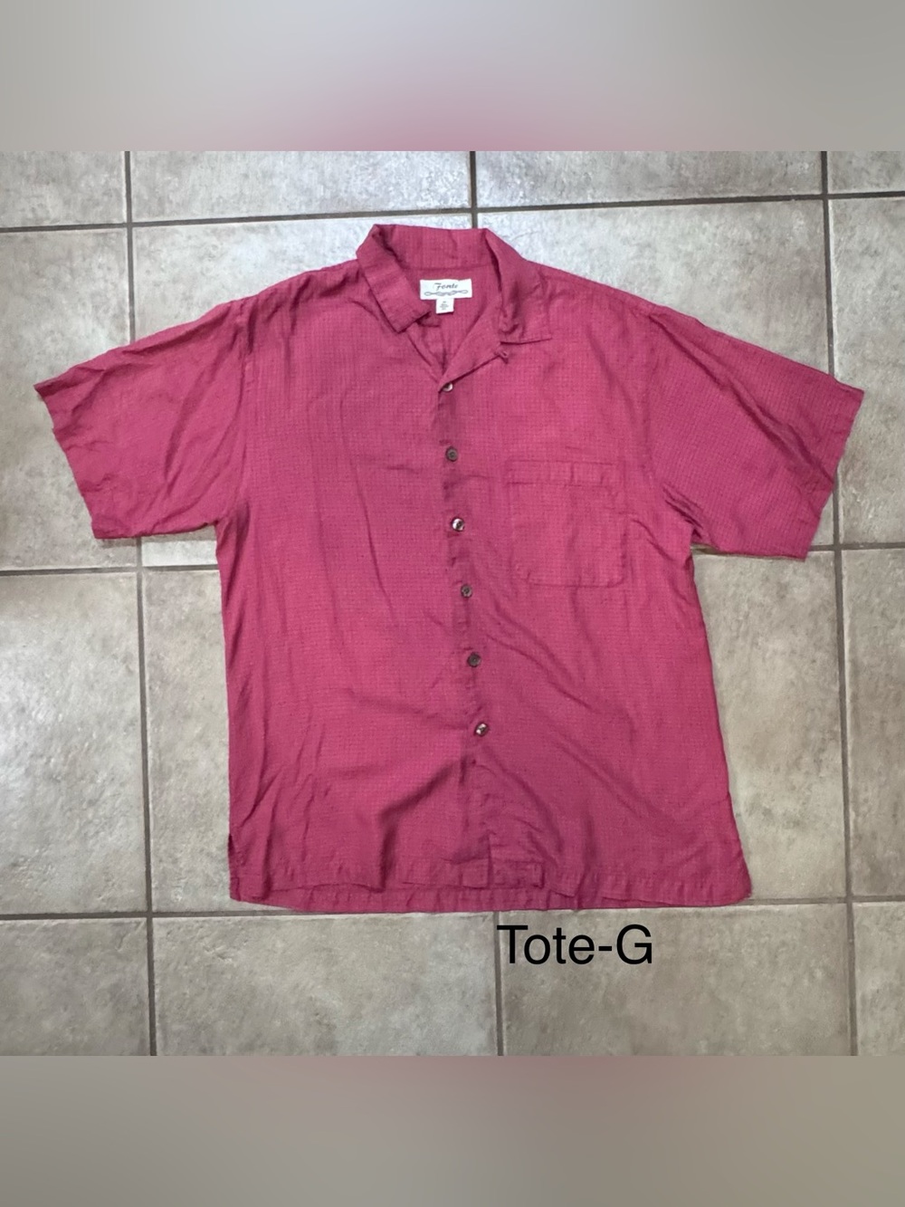 Fonte 100% Silk Men's Short-Sleeve Button-Up Shirt in Deep Rose